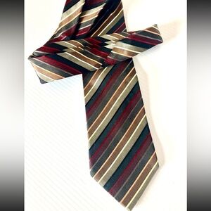 Classic Striped Men's Tie in Black, Red, and Tan